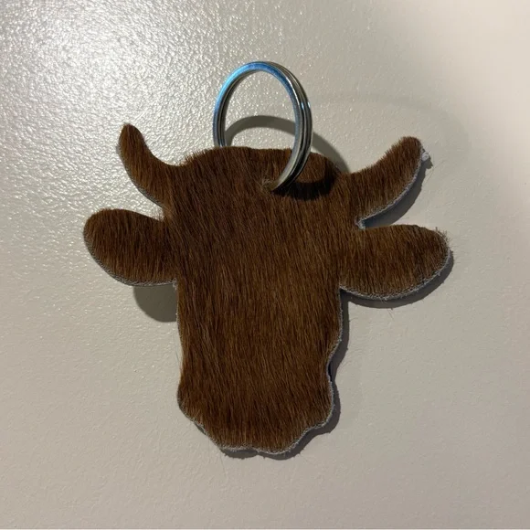 Genuine Leather Hair On Hyde Cow Keychain - Picture 2 of 3